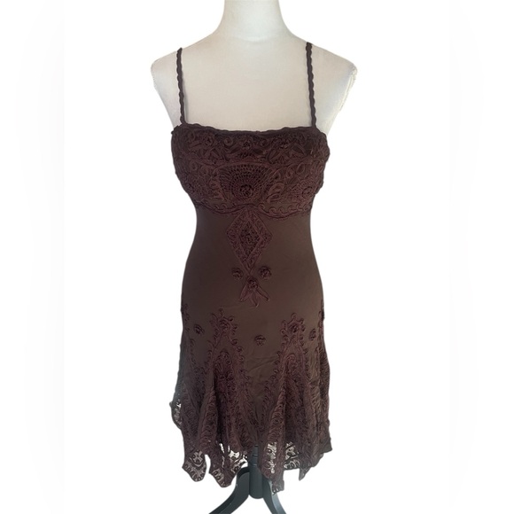 Stunning Sue Wong Chocolate Brown Lace Trim
Silk Slip Dress | Y2K - Picture 2 of 9